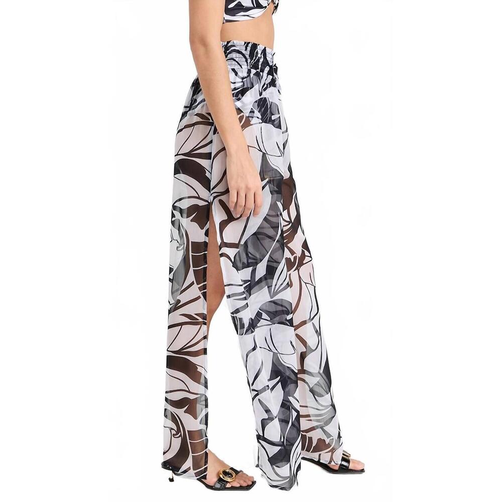 NEW RAMY BROOK haley cover-up pant in black/white exotic palm print - Picture 3 of 4